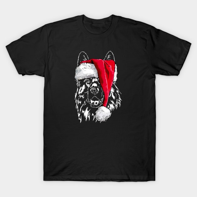 Funny German Shepherd Dog Santa Christmas dog mom T-Shirt by wilsigns